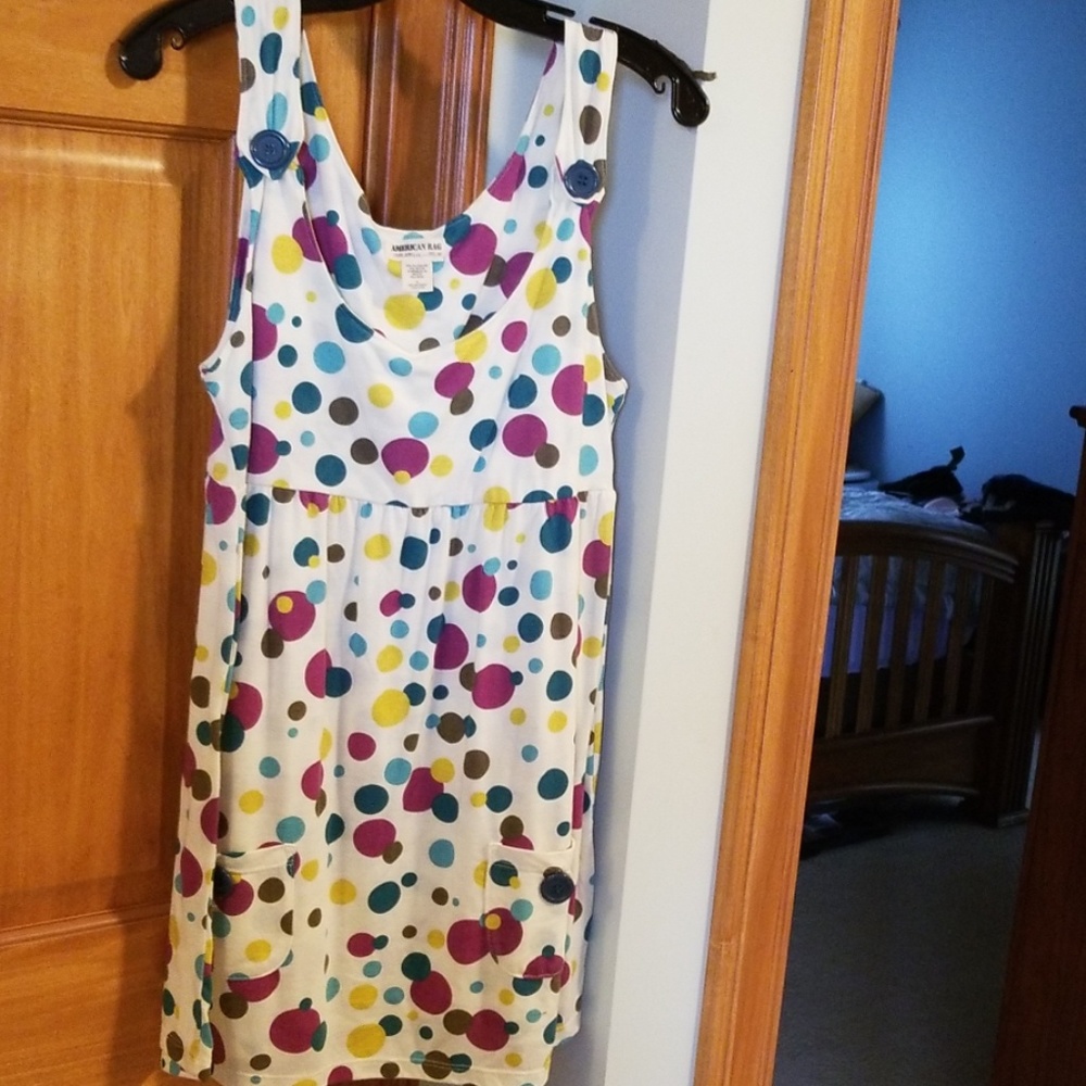 Polka dot tank with button accents size L